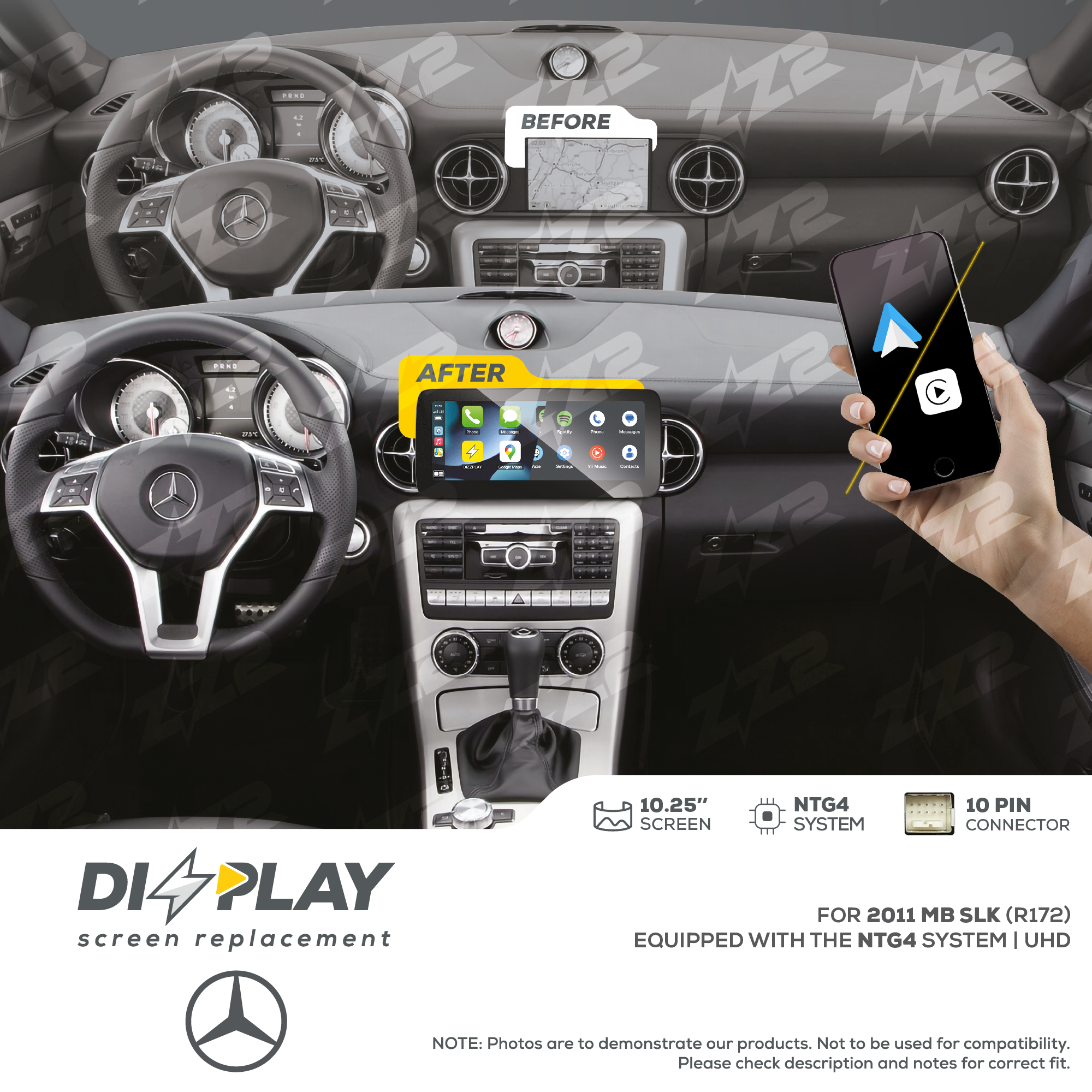 10.25" DIZZPLAY for MB SLK (R172) 2011 equipped with the NTG4 - UHD.