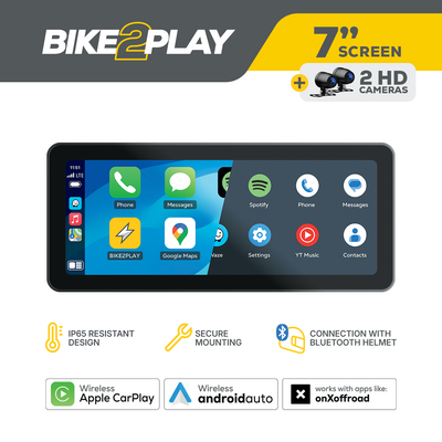 BIKE2PLAY Plus 7" With DVR | CarPlay & Android Auto