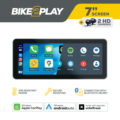 BIKE2PLAY Plus 7" With DVR | CarPlay & Android Auto