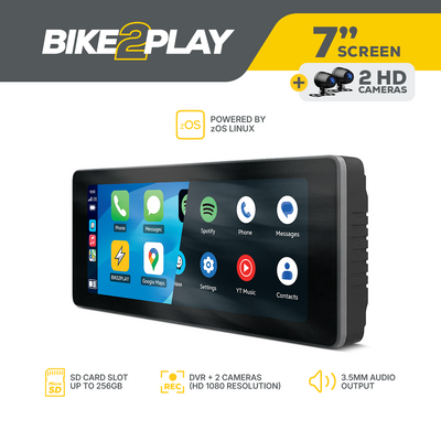 BIKE2PLAY Plus 7" With DVR | CarPlay & Android Auto