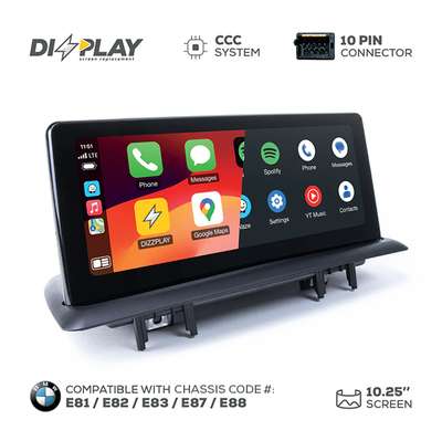 10.25'' DIZZPLAY for BMW 1 series (E81/E82/E83/E87/E88) 2004-2008 equipped with the CCC* system.