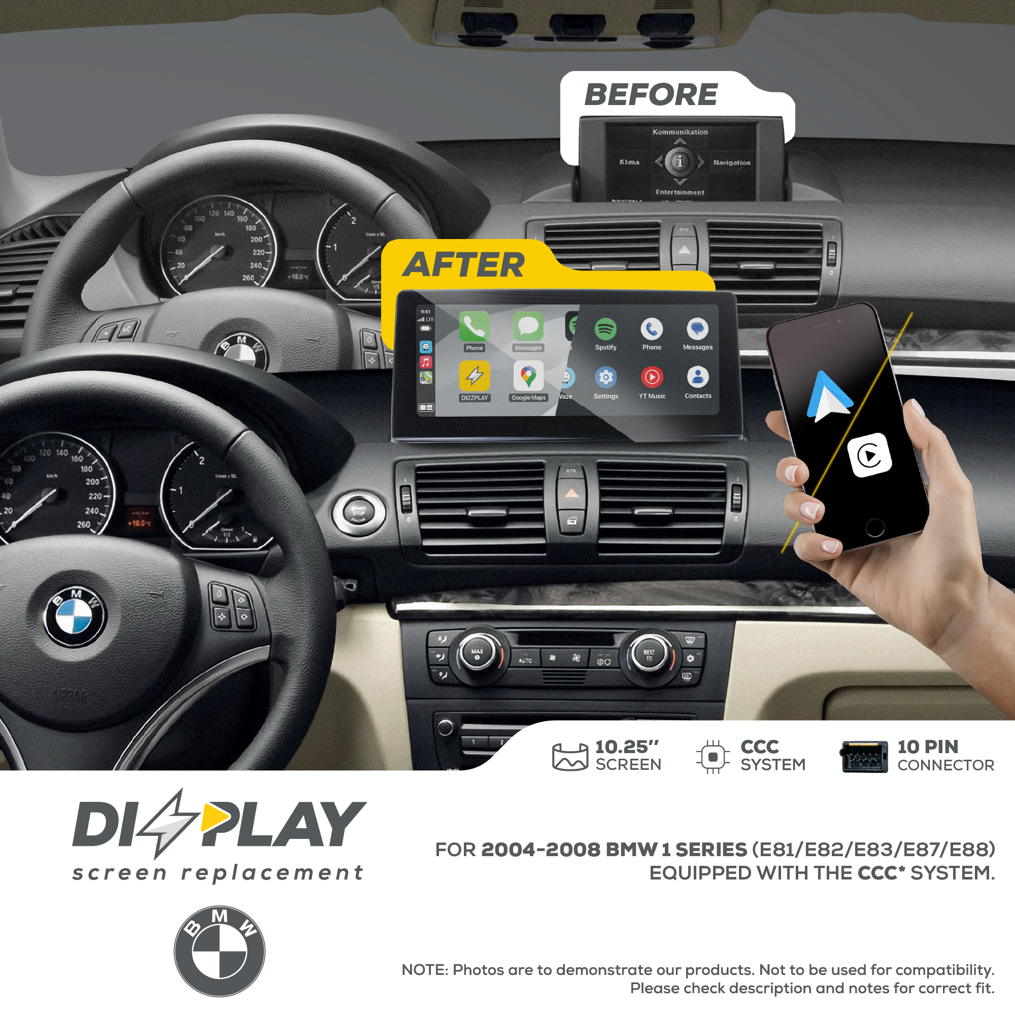 10.25'' DIZZPLAY for BMW 1 series (E81/E82/E83/E87/E88) 2004-2008 10.25'' DIZZPLAY for BMW 1 series (E81/E82/E83/E87/E88) 2004-2008