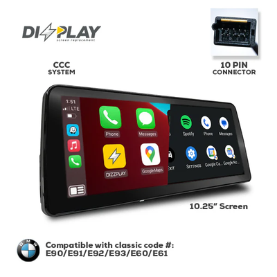 10.25" DIZZPLAY for BMW 5 Series (E60/E61) 2004-2008 equipped with the CCC* system - UHD