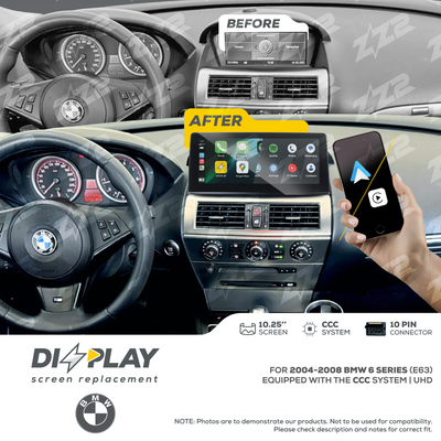 10.25" DIZZPLAY for BMW 6 series (E63) 2004-2008 equipped with the CCC system - UHD