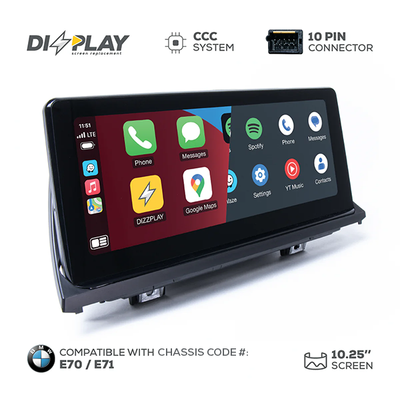 10.25" DIZZPLAY for BMW X5 (E70/E71) 2007-2009 equipped with the CCC* system