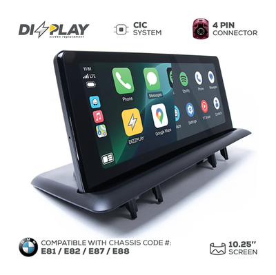 10.25" DIZZPLAY for BMW 1 series (E81/E82/E87/E88) 2009-2013 equipped with the CIC* system.