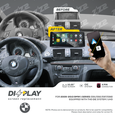 10.25" DIZZPLAY for BMW 1 series (E81/E82/E87/E88) 2009-2013 equipped with the CIC* system.