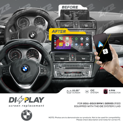 10.25" DIZZPLAY for BMW 1 series (F20) 2011-2013 equipped with the CIC* system.