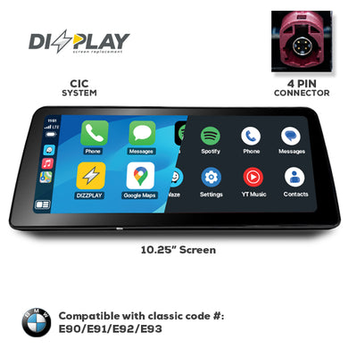 10.25" DIZZPLAY for BMW 3 series (E90/E91/E92/E93) 2009-2012 equipped with the CIC system.