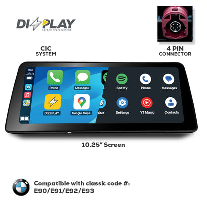 10.25" DIZZPLAY for BMW 3 series (E90/E91/E92/E93) 2009-2012 equipped with the CIC system.
