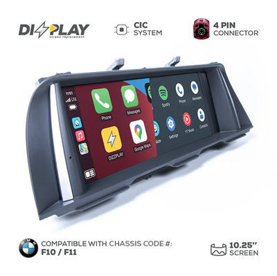 10.25" DIZZPLAY for BMW 5 series (F10/F11) 2011-2012 equipped with the CIC* system.