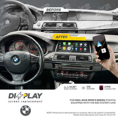 10.25" DIZZPLAY for BMW 5 series (F10/F11) 2011-2012 equipped with the CIC* system.