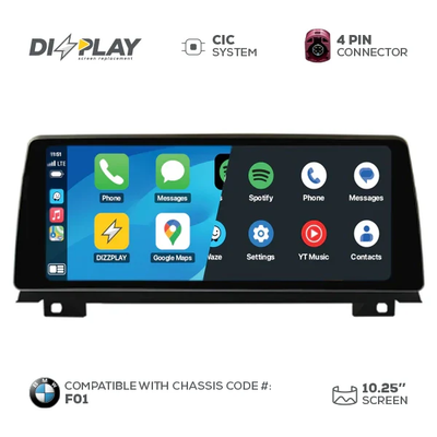 10.25" DIZZPLAY for BMW 7 series (F01) 2009-2012 equipped with the CIC* system.