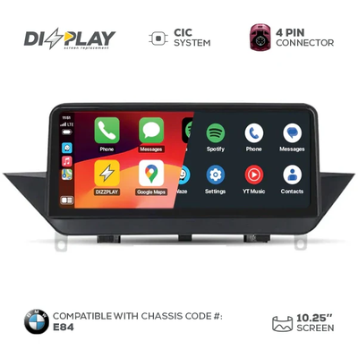 10.25" DIZZPLAY for BMW X1 (E84) 2009-2015 equipped with the CIC* system (with OEM screen).