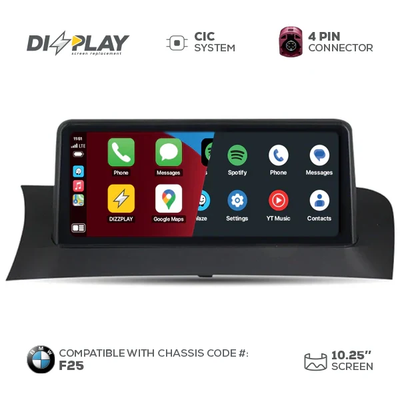 10.25" DIZZPLAY for BMW X3 (F25) 2011-2013 equipped with the CIC* system - LHD