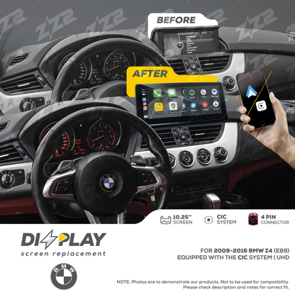 10.25" DIZZPLAY for BMW Z4 (E89) 2009-2016 equipped with the CIC* system.