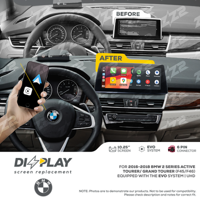 10.25" DIZZPLAY for BMW 2 Series Active Tourer/ Grand Tourer (F45/F46) 2016-2018 equipped with the EVO system - UHD