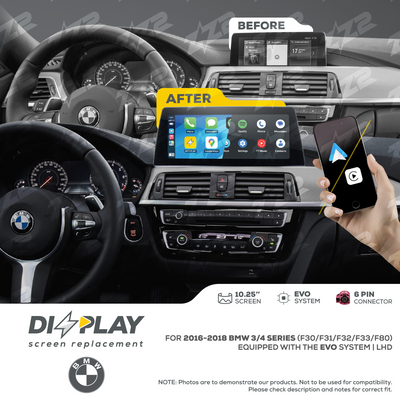 10.25" DIZZPLAY for BMW 3/4 series (F30/F31/F32/F33/F80) 2016-2018 equipped with the EVO system - LHD