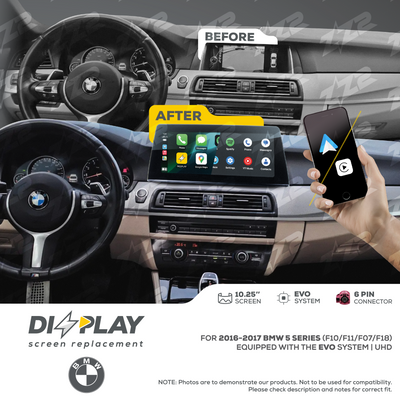 10.25" DIZZPLAY for BMW 5 series (F10/F11/F07/F18) 2016-2017 equipped with the EVO system - UHD