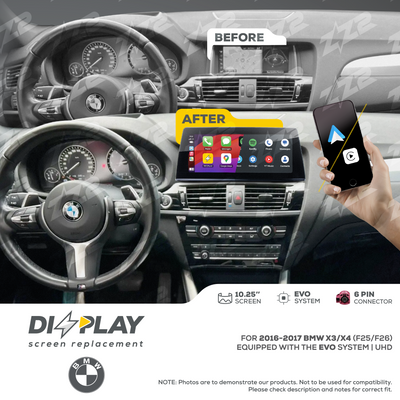 10.25" DIZZPLAY for BMW X3/X4 (F25/F26) 2016-2017 equipped with the EVO system - UHD