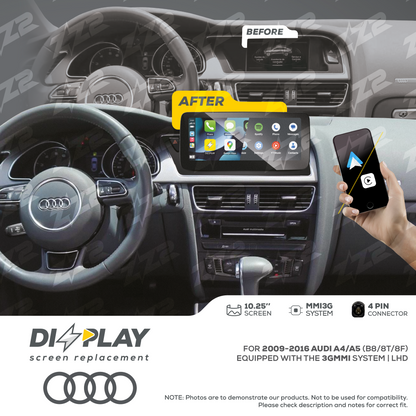 10.25" DIZZPLAY for AUDI A4/S4/A5/S5 (B8/8T/8F) 2009-2016 equipped with the 3G MMI system - LHD