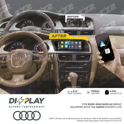 8.9" DIZZPLAY for AUDI A4/S4 (B8[A]) 2009-2012 equipped with the 3G MMI system - LHD