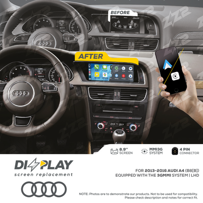 8.9" DIZZPLAY for AUDI A4/S4 (B8[B]) 2013-2016 equipped with the 3G MMI system - LHD