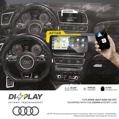 10.25" DIZZPLAY for AUDI Q5 (8R) 2008-2017 equipped with the 3G MMI system - LHD