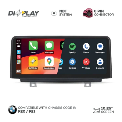 10.25" DIZZPLAY for BMW 1/2 series (F20/F21) 2012-2017 equipped with the NBT* system.