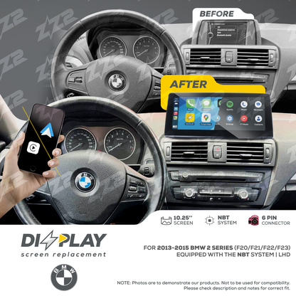 10.25" DIZZPLAY for BMW 1/2 series (F20/F21) 2012-2017 equipped with the NBT* system.