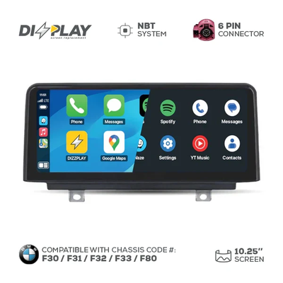 10.25" DIZZPLAY for BMW 3/4 series (F30/F31/F32/F33/F80) 2012*-2016** equipped with the NBT** system.