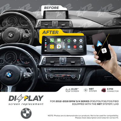 10.25" DIZZPLAY for BMW 3/4 series (F30/F31/F32/F33/F80) 2012*-2016** equipped with the NBT** system.