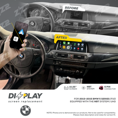 10.25" DIZZPLAY for BMW 5 series (F10) 2013-2015 equipped with the NBT* system.
