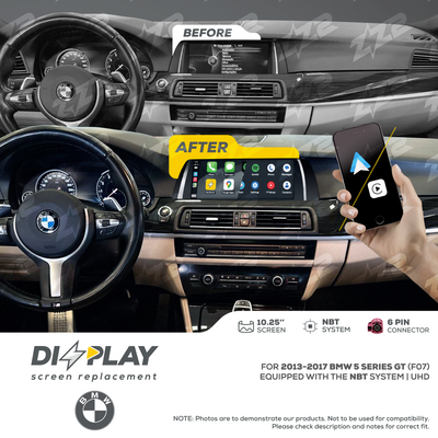 10.25" DIZZPLAY for BMW 5 series GT (F07) 2013-2017 equipped with the NBT* system.