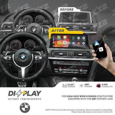 10.25" DIZZPLAY for BMW 6 series (F12/F13/F06) 2012-2017 equipped with the NBT* system.