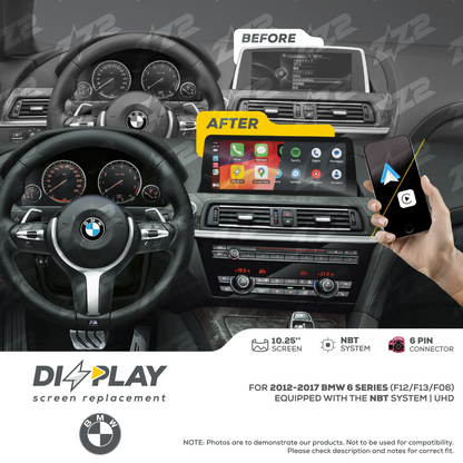 10.25" DIZZPLAY for BMW 6 series (F12/F13/F06) 2012-2017 equipped with the NBT* system.