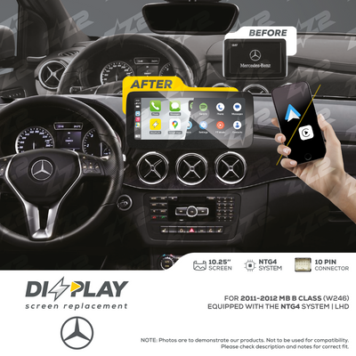 10.25" DIZZPLAY Screen Replacement for MB B Class (W246) 2011-2012 equipped with the NTG4 LHD.