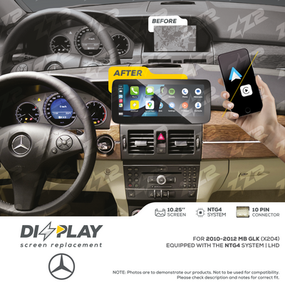 10.25" DIZZPLAY for MB GLK (X204) 2010-2012 equipped with the NTG4 - LHD.
