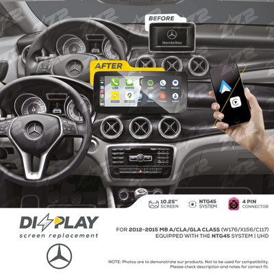 10.25" DIZZPLAY for MB A/CLA/GLA Class (W176/X156/C117) 2012-2015 equipped with the NTG45 - UHD.
