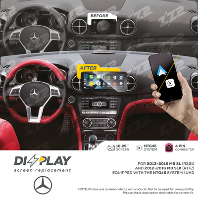 10.25" DIZZPLAY for MB SL (R231) 2013-2016 / SLK (R172) 2012-2016 equipped with the NTG45 - UHD.