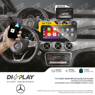 10.25" DIZZPLAY for MB A/CLA/GLA/G Class (W176/C117/X117/W463) 2015-2018 equipped with the NTG5 - UHD.