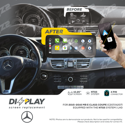 10.25" DIZZPLAY for MB E Class Coupe (C207/A207) 2016 equipped with the NTG5 - LHD.