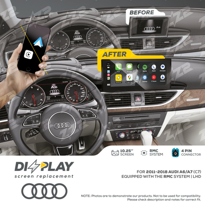 10.25" DIZZPLAY for AUDI A6/A7 (C7) 2012-2014 equipped with the RMC - LHD