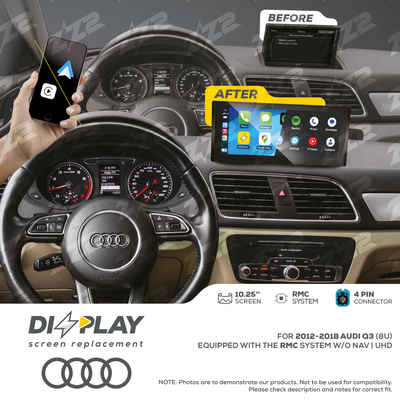 10.25" DIZZPLAY for AUDI Q3 (8U) 2012-2018 equipped with the RMC SYSTEM W/O NAV - UHD