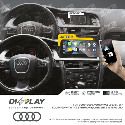 10.25" DIZZPLAY for AUDI A4/S4/A5/S5 (B8/8T/8F) 2009-2016 equipped with the Symphony/Concert system - LHD