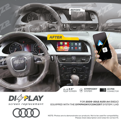 8.9" DIZZPLAY for AUDI A4/S4 (B8[A]) 2009-2012 equipped with the Symphony/Concert system - LHD
