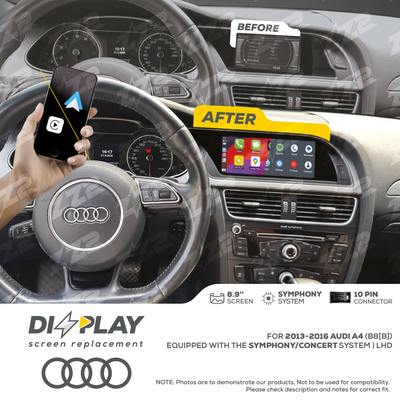 8.9" DIZZPLAY for AUDI A4/S4 (B8[B]) 2013-2016 equipped with the Symphony/Concert system - LHD
