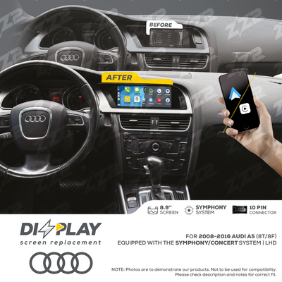 8.9" DIZZPLAY for AUDI A5/S5 (8T/8F) 2008-2016 equipped with the Symphony/Concert system - LHD
