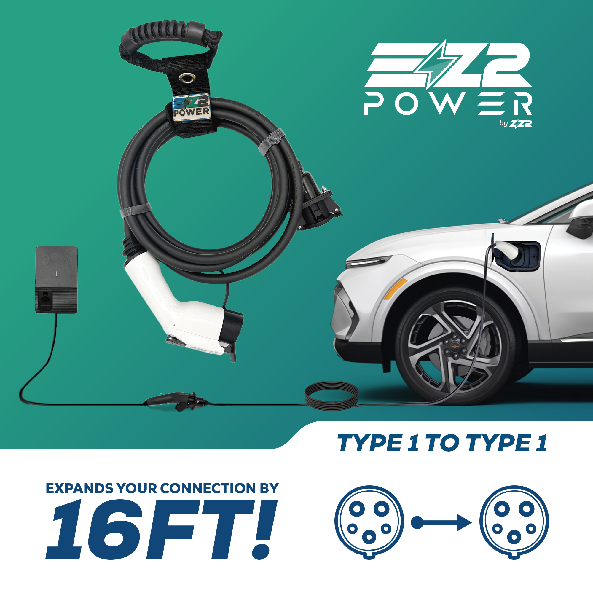Type 1 To Type 1 Extension Cable/Cord for EV Vehicles