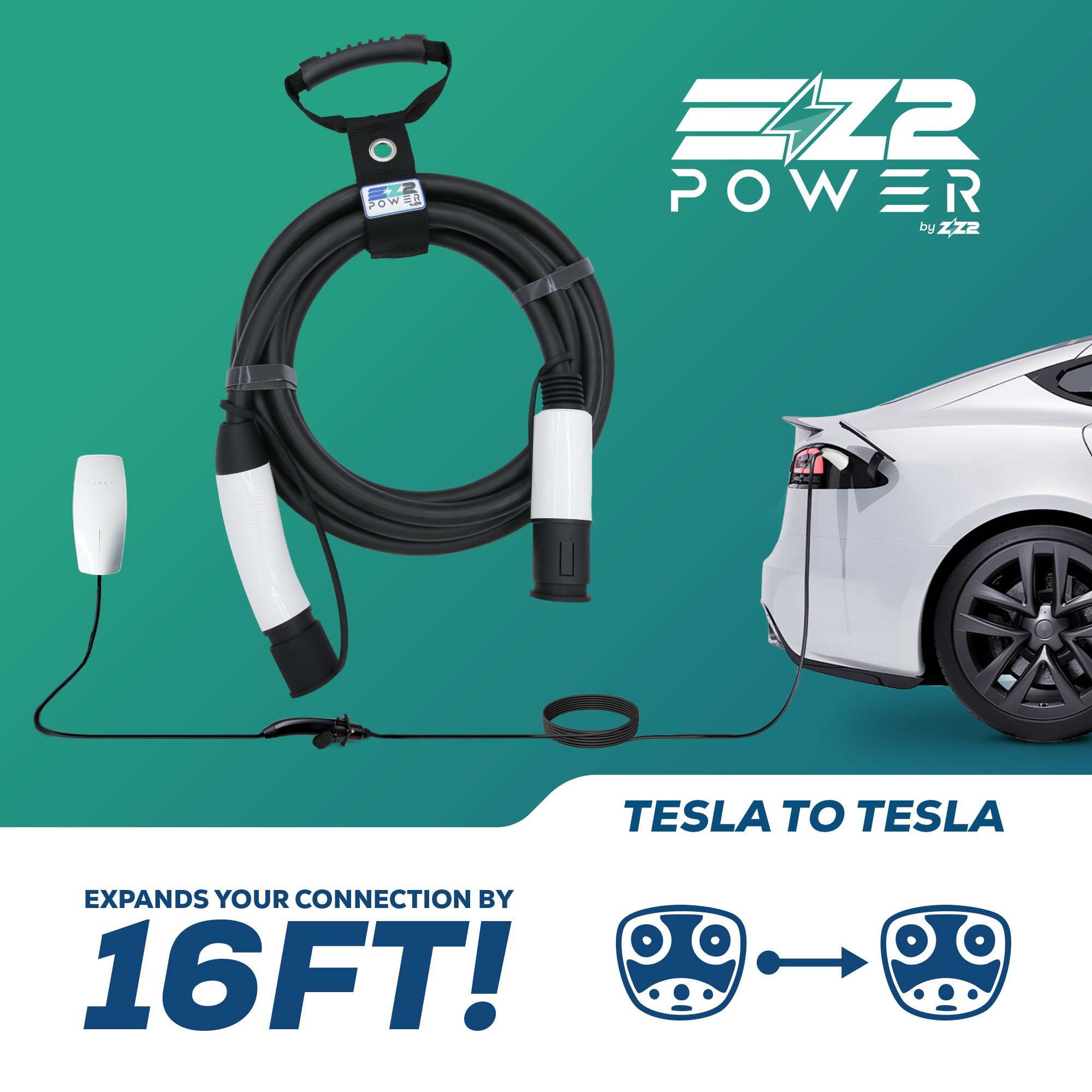 Tesla To Tesla Extension Cable/Cord for EV Vehicles